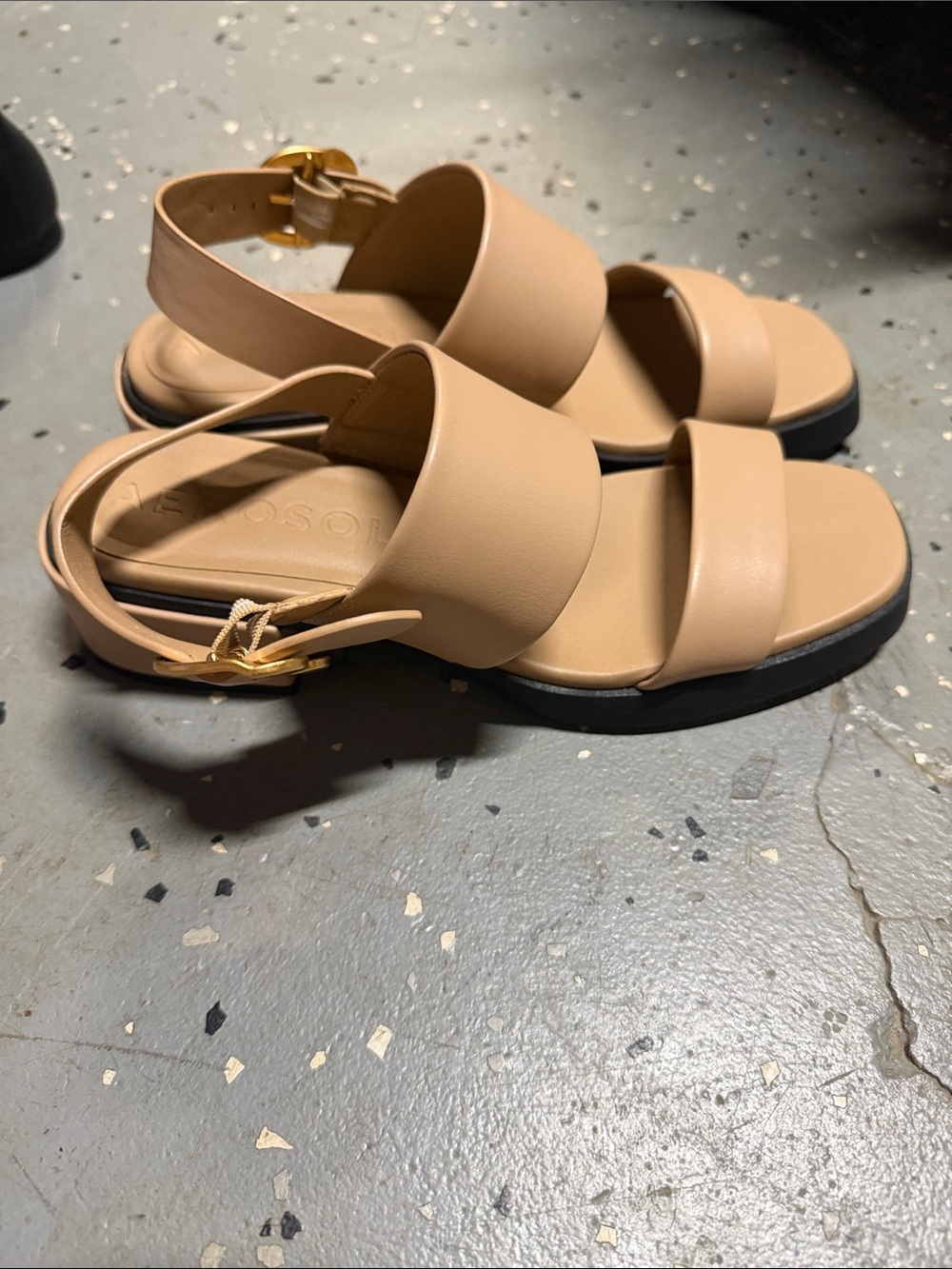 AEROSOLES Tan Wide-Strap Slingback Sandals